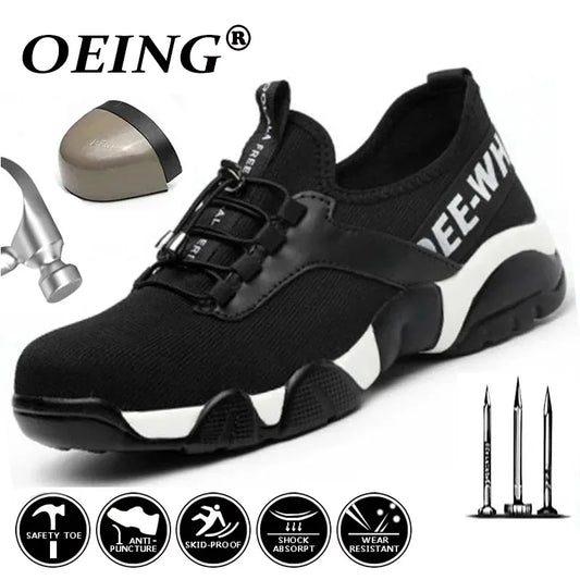 New Men Steel Toe Work Safety Shoes Lightweight Breathable Casual Sneaker