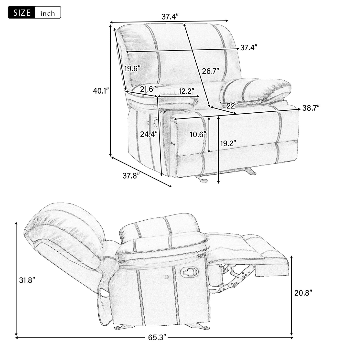 Recliner Chair Sofa Manual Reclining Home Seating Seats