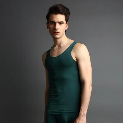 New Brand Clothing Ultra-Thin Ice Silk Men Undershirt Sleeveless Underwear