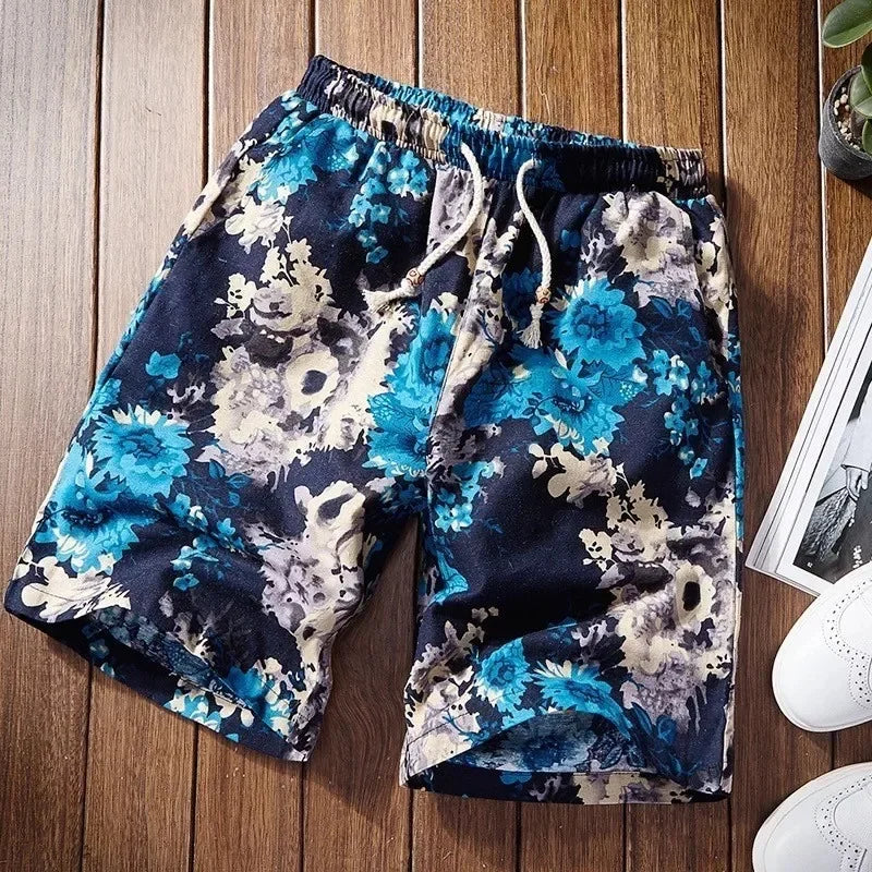 Streetwear Summer Fashion Men Shorts Cotton Linen Beach