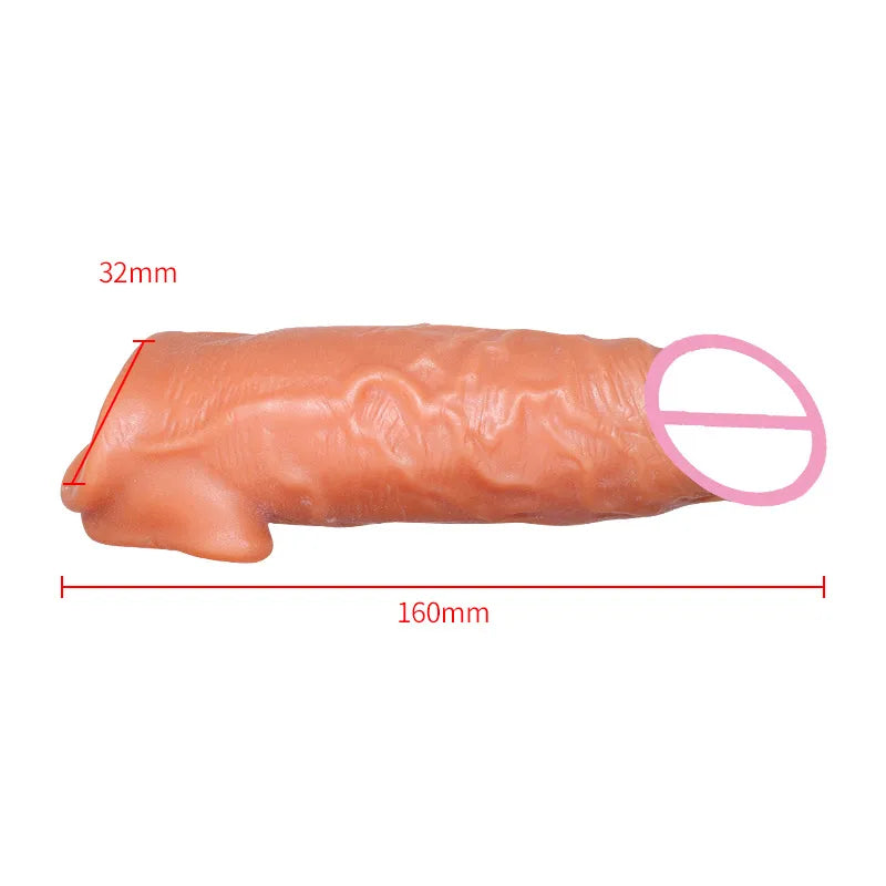 Soft Penis Extender Condom Men Cock Sleeve Ring on Penis Reusable Condoms