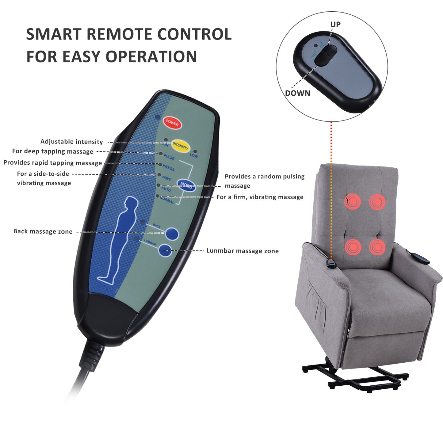 Power Lift Chair for Elderly With Adjustable Massage Function Recliner Chair