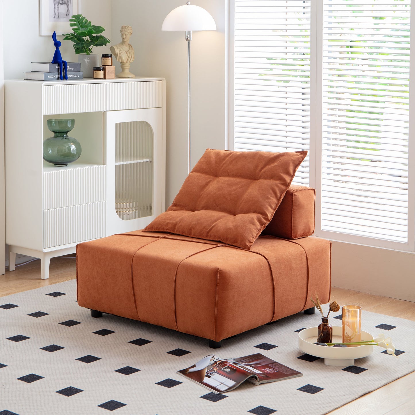 Modular Sectional Single Sofa,Armless Chair With Removable Back Cushion