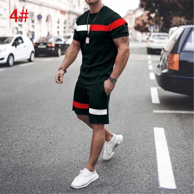 Two Piece Set Shorts Summer T Shirt and Short Set Men