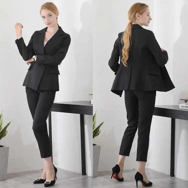 Slim Small Suit Pants Suit Temperament Suit Jacket 2 Pieces Set Wear to Business