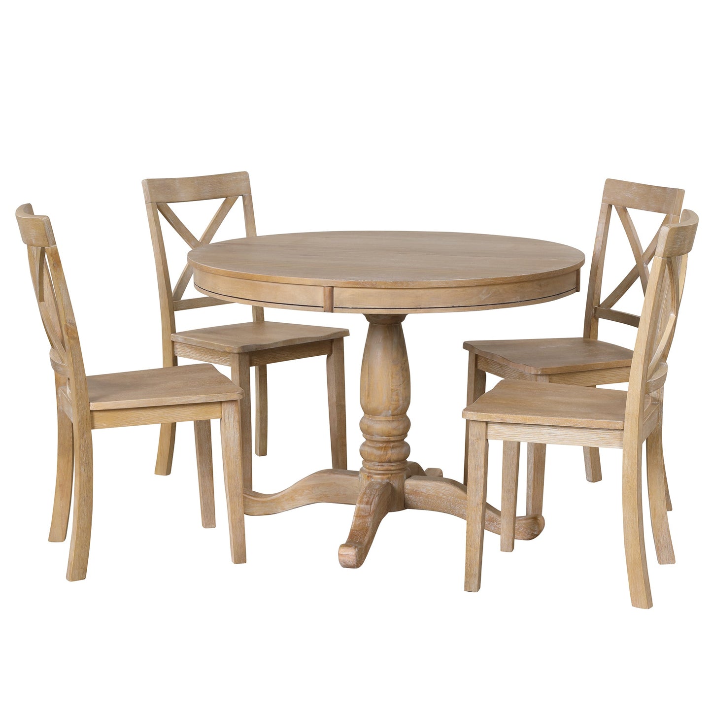 Modern Dining Table Set for 4,Round Table and 4 Kitchen Room Chairs