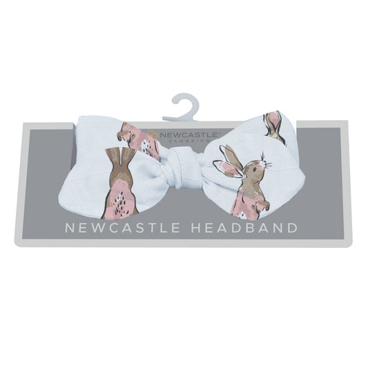 Powder Pink Bunnies Bamboo Newcastle Headband