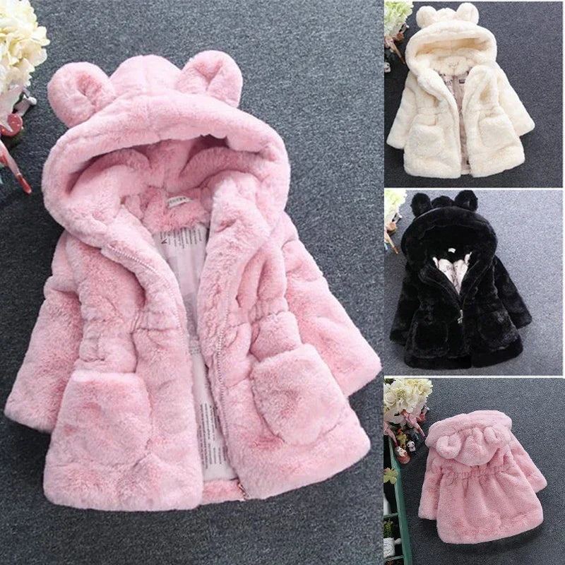 New Fashion Winter Baby Girls Clothes Faux Fur Fleece Coat jacket Outerwear