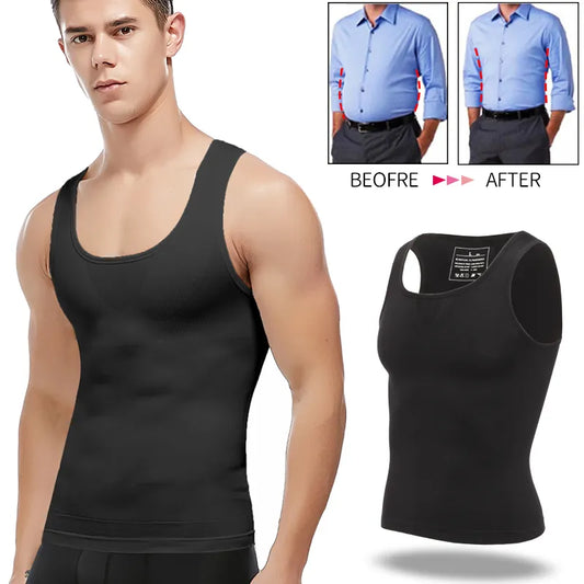 Mens Slimming Body Shaper Chest Compression Shirts waist Trainer Corset