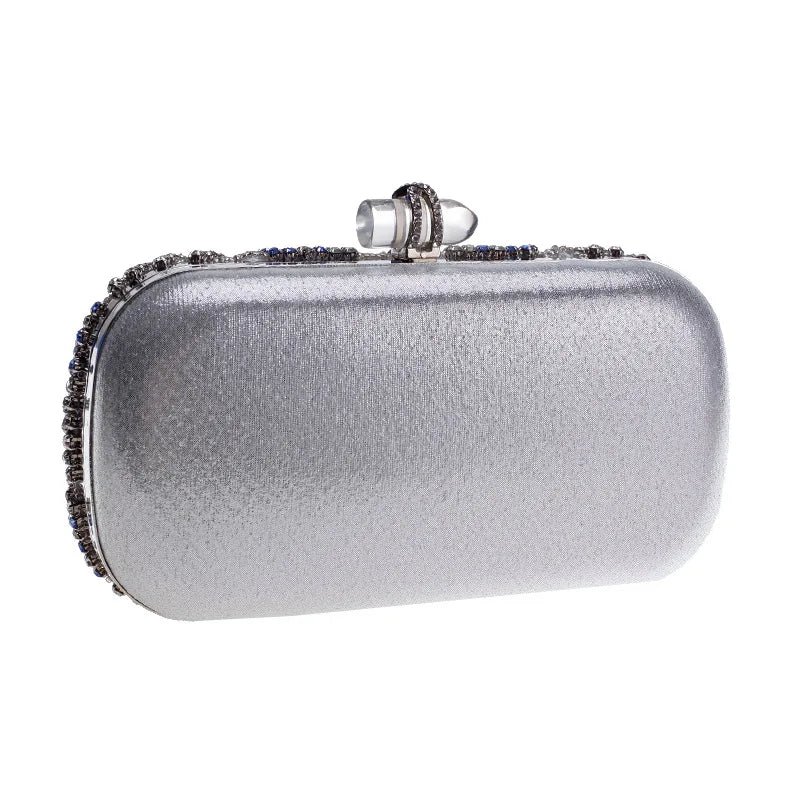 Women Clutch Party Luxury Blue Evening Bag Rhinestone Female Clutch