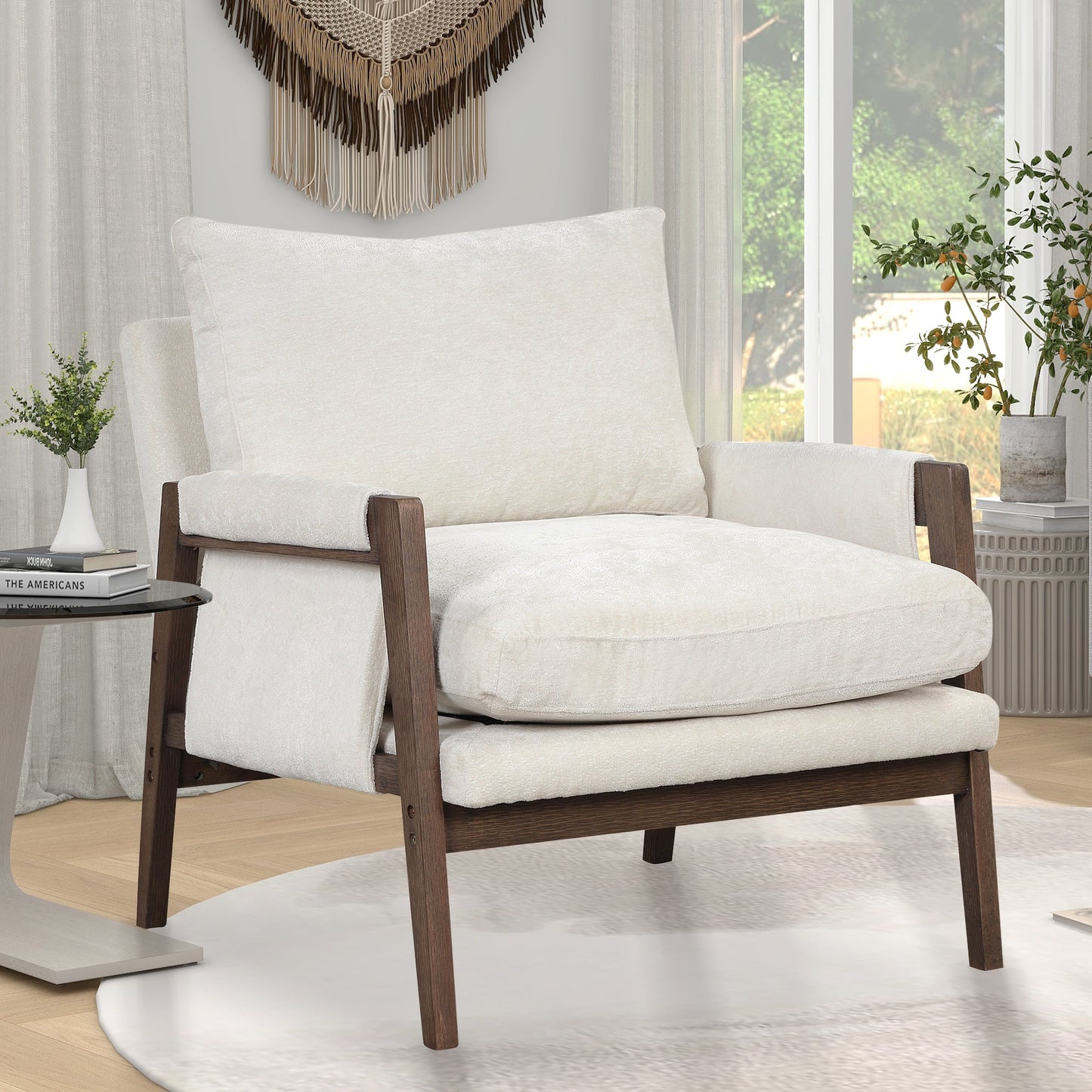 Velvet Accent Chair,Leisure Chair With Solid Wood and Thick Seat Cushion