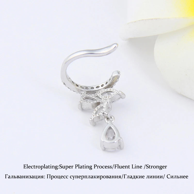 Water Clip Earrings Jewelry Zirconia Crystal Jackets Jewelry