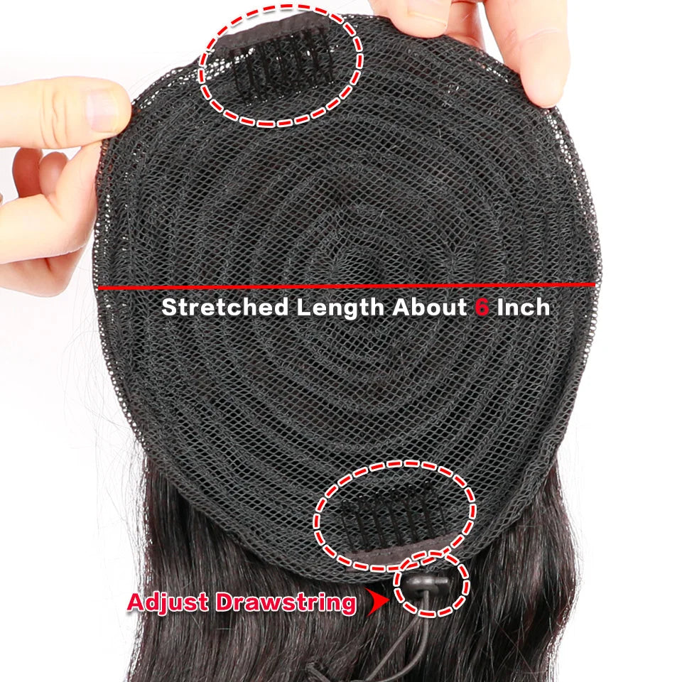 Straight Ponytail Human Hair Brazilian Clip in Extension Long Ponytail