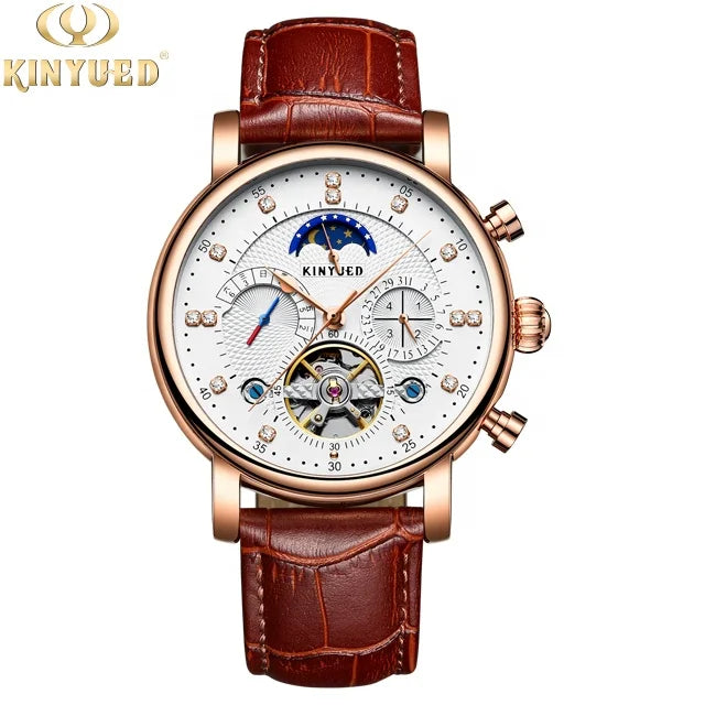 Men's Mechanical Watch Tourbillon Automatic Mechanical Leather Waterproof