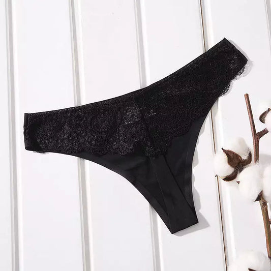 Mina Lace Back Panty - Black