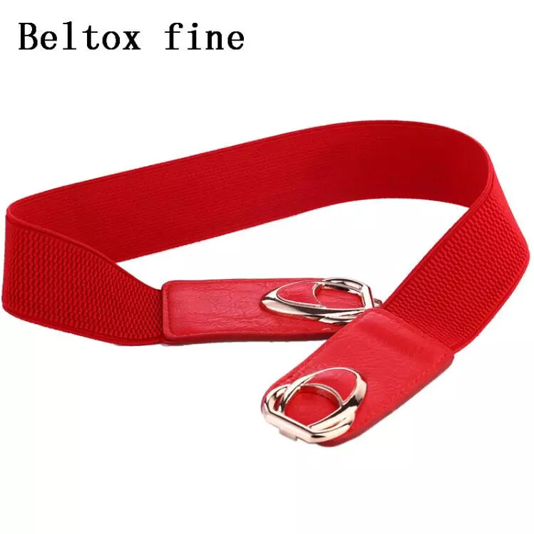 Thick PU Leather Elastic Wide Belts for Women Stretch Waist Dress Plus Size