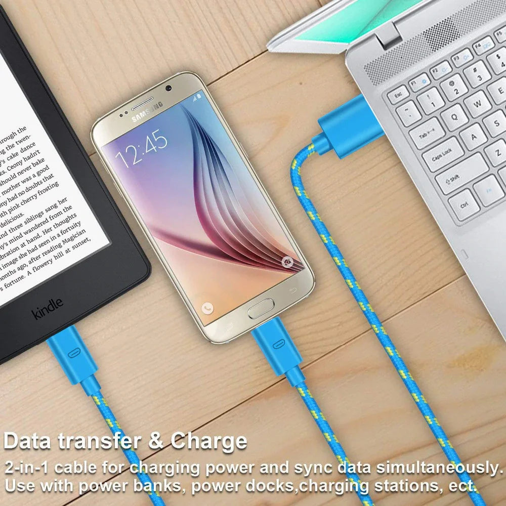 Nylon Braided USB Type C  Data Fast Charging Cable for Samsung Xiaomi  Huawei