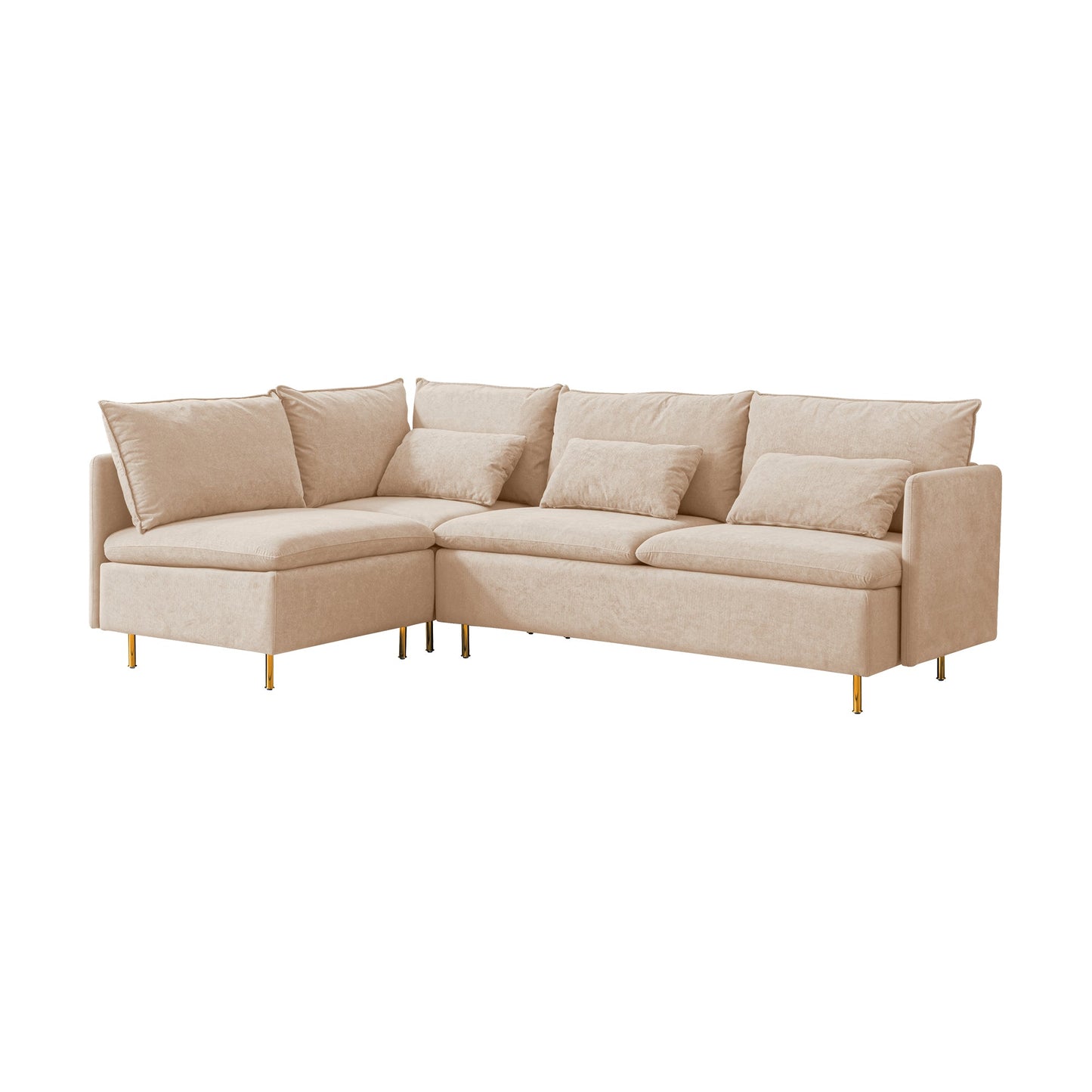 Modular L-Shaped Corner Sofa, Movable Chaise Facing Left/Right