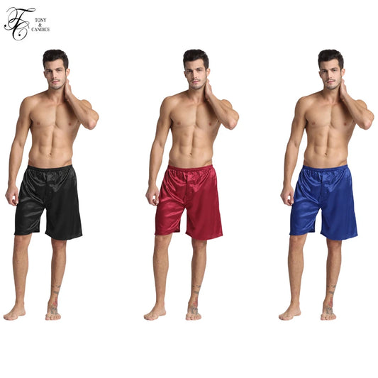 Tony&Candice Men Satin Silk Boxers 1 PCS Silk Underwear Shorts