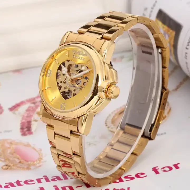 Watches Women Fashion Watch Automatic Mechanical Golden Heart Skeleton Watch