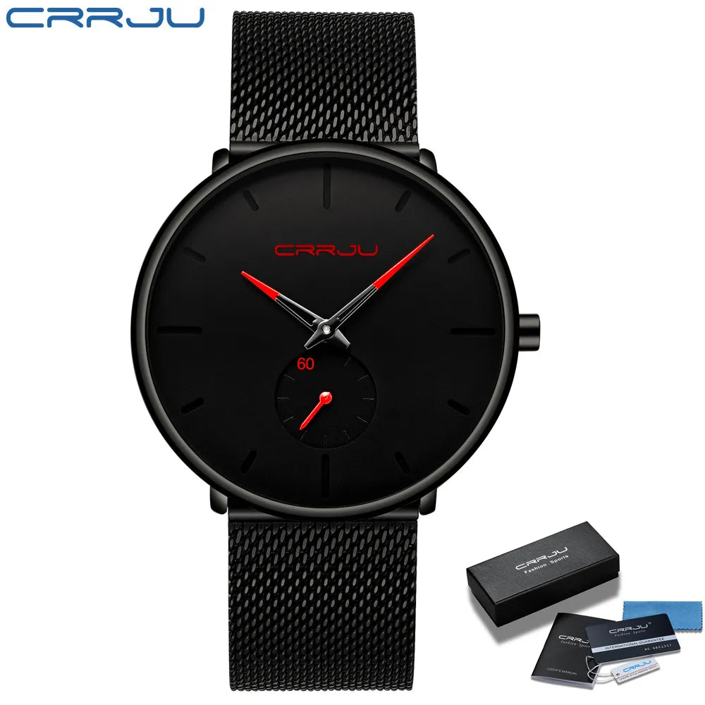 Mens Watches Quartz Watch Men Casual Slim Mesh Steel Waterproof Sport Watch