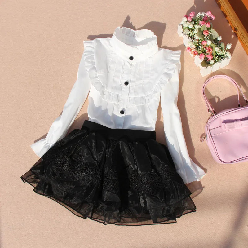 Spring Fall Cotton Ruffles Blouses Sleeve Tops Baby Clothes