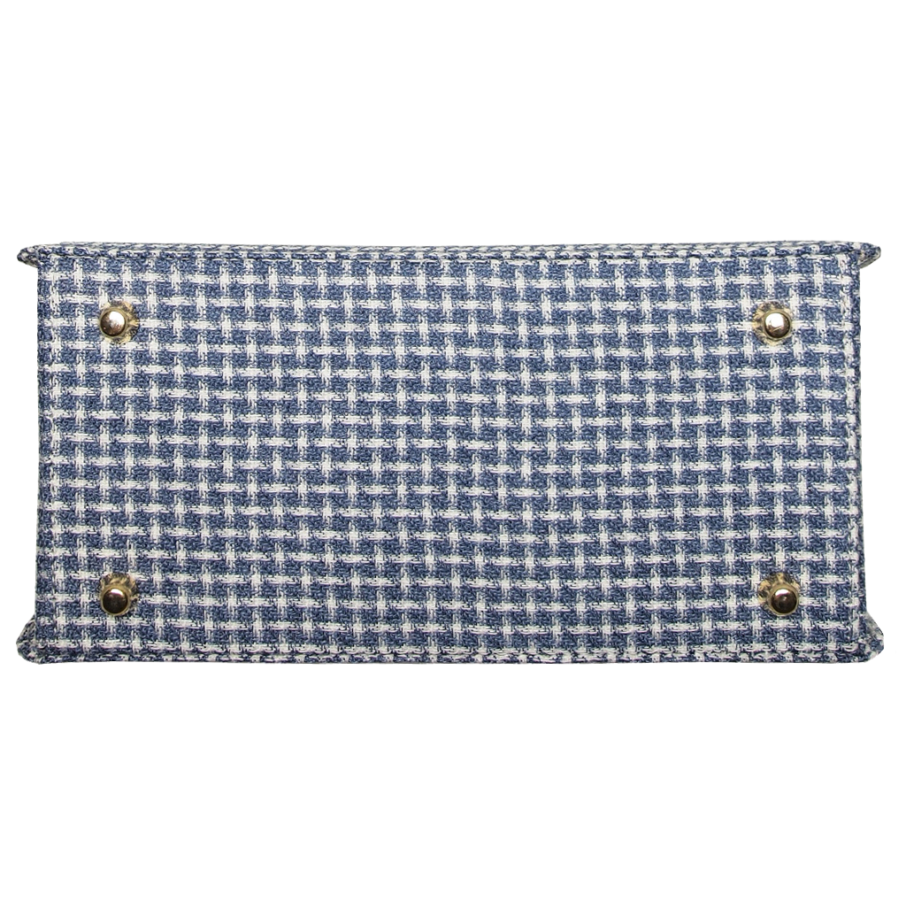 Top Handle Eco Wool Fabric Handbag Blue