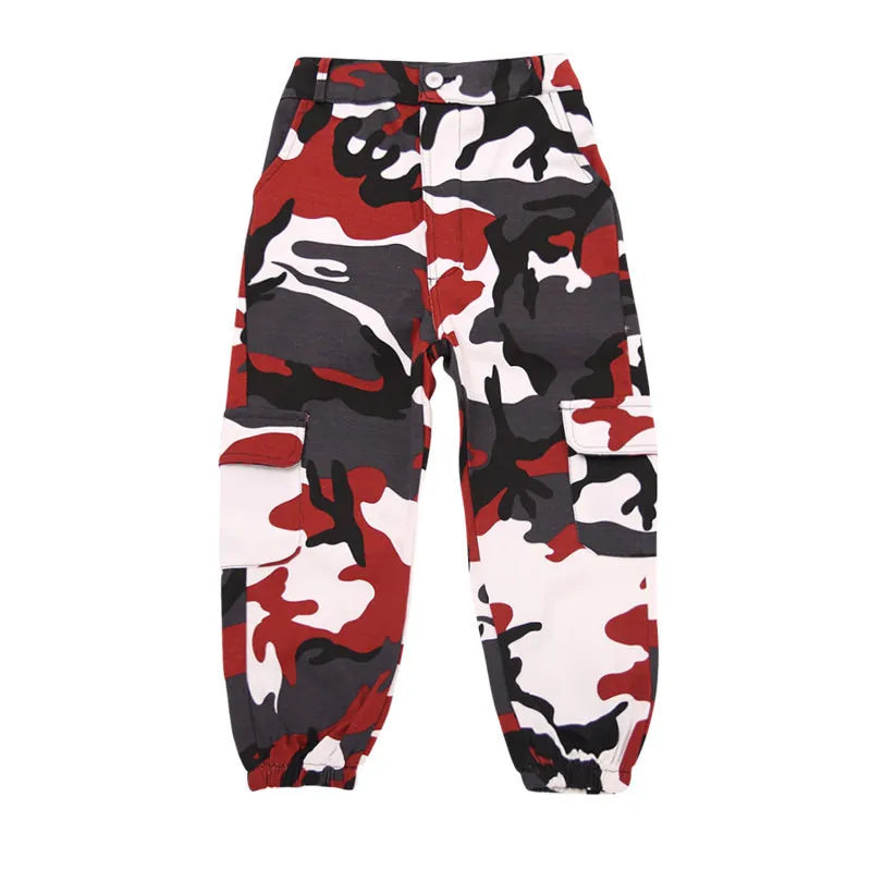 Wine Kid Hip Hop Clothing Camouflage Jogger Pants