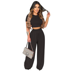 Two Piece Set Women Clothing Casual Wide-Leg Two-Piece Suit Ladies Sets