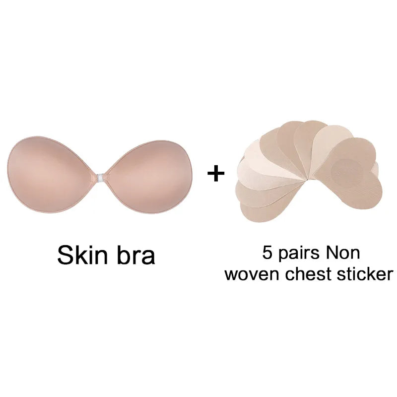 Silicone Bra Invisible Push Up Sexy Strapless Bra Stealth Adhesive Backless