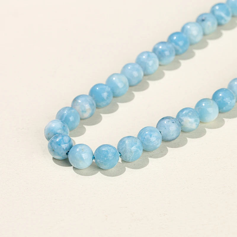 Natural Stone Sea Blue China Larimar Bead Round Loose Spacer Dyed Color Bead