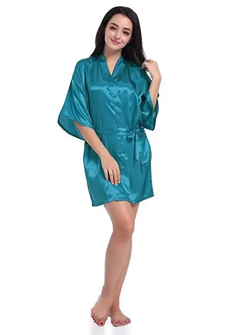 Sexy Large Size Sexy Satin Night Robe Lace Bathrobe Wedding Bride Robes