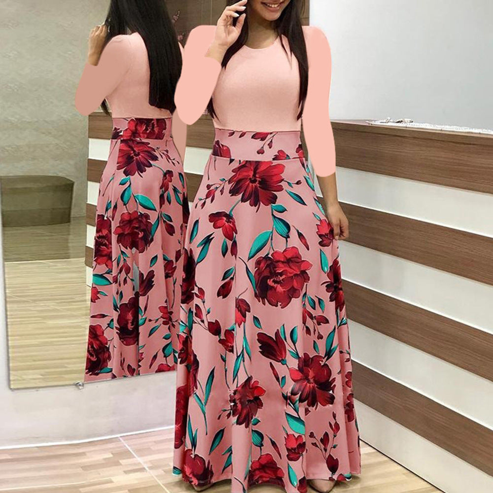 Women's Dresses Female Fashion Long Sleeve Maxi Floral Dress