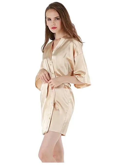 Sexy Large Size Sexy Satin Night Robe Lace Bathrobe Wedding Bride Robes