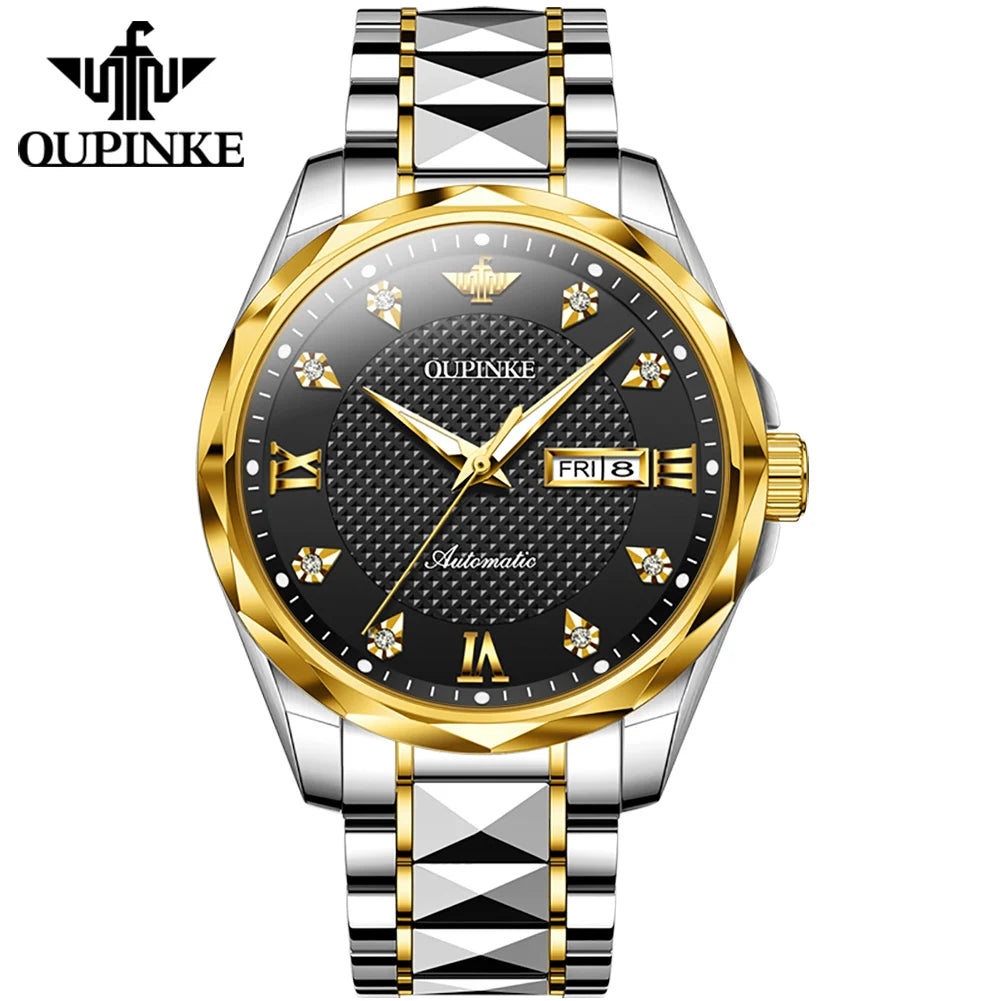 Water Resistant Stainless Steel Mechanical Wristwatch Multifunction Watch