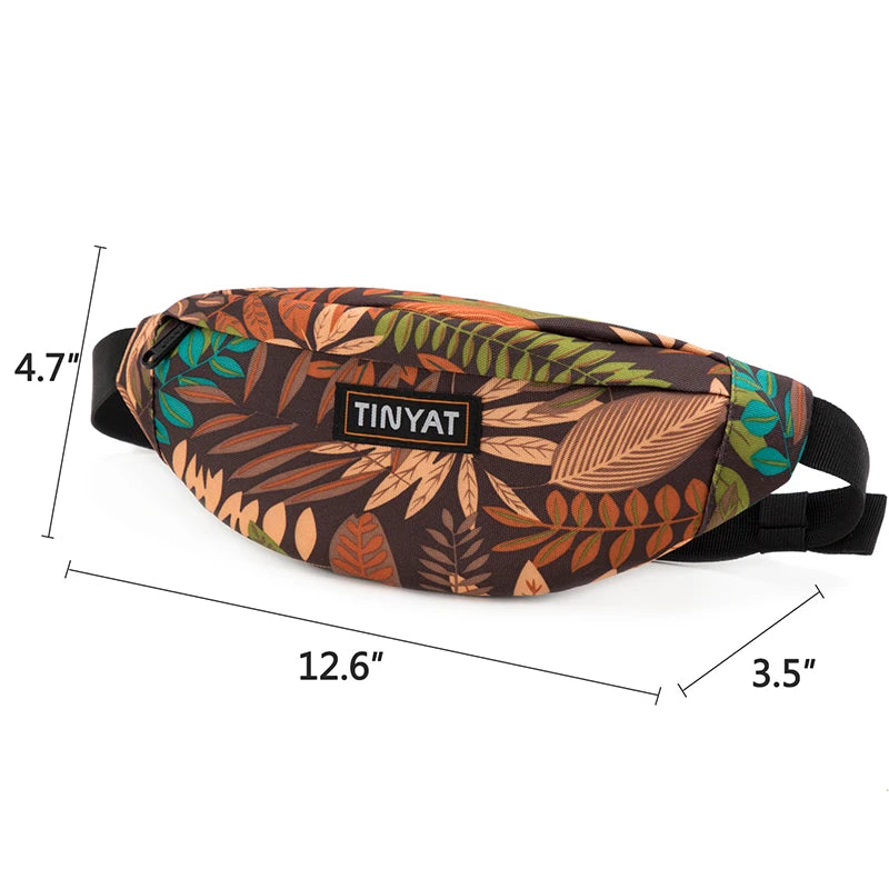 Print Leaf Travel Waist Bag for Men and Women Fashion Casual Shoulder Bag