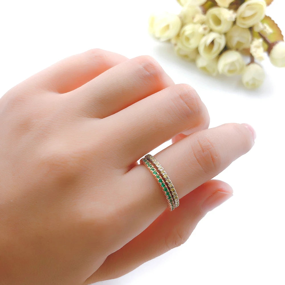 Wedding Ring for Women Man Concise Classical Multicolor Mini Cubic Jewelry