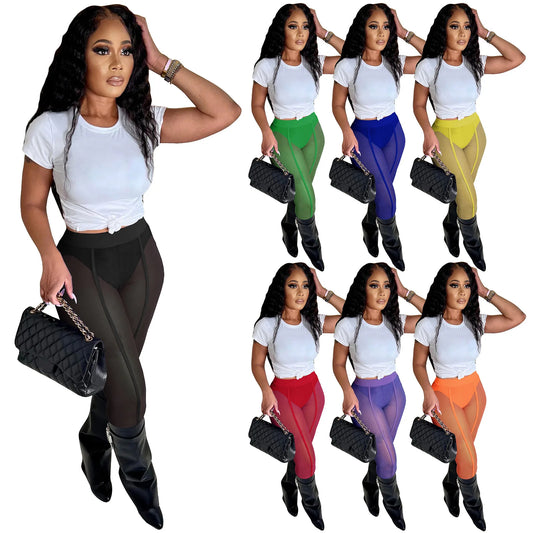 Summer Outfits Women Mesh Skinny Stretch Leggings Women'S Pants & Trousers