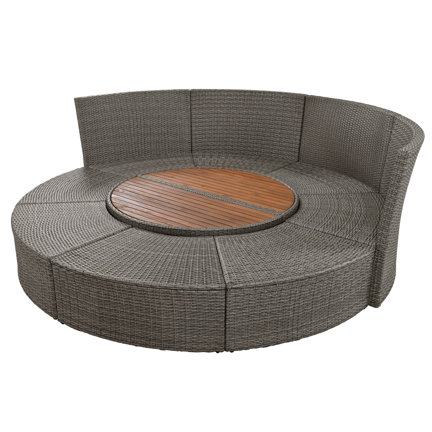 Patio 5-Piece Round Rattan Sectional Sofa Set