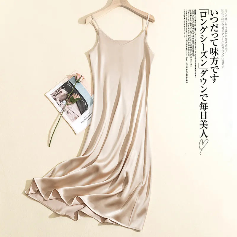 Summer Chic Elegant Dresses for Women Adjustable Strap Satin  dresses