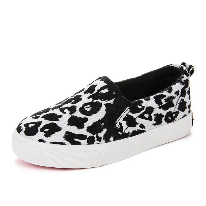 Spring Kids Shoes Boys Girls Casual Shoes Leopard Print Comfortable Canvas Shoes