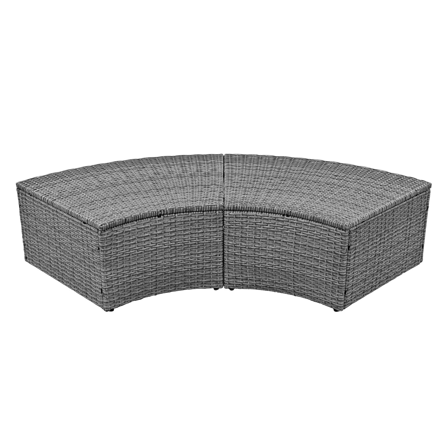 Patio 5-Piece Round Rattan Sectional Sofa Set All-Weather PE Wicker Sunbed