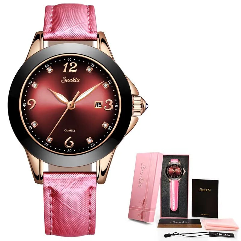 Women Watches Ladies Ceramic Rhinestone Sport Quartz Watch