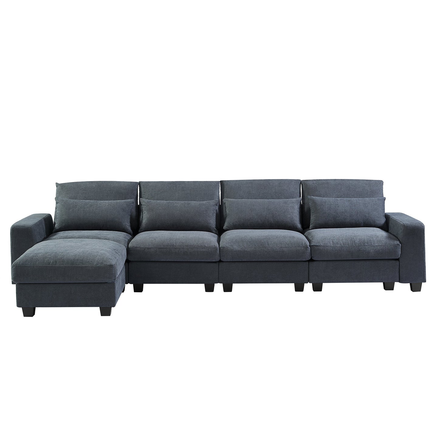 Modern Large L-Shape Feather Filled Sectional Sofa,  Convertible Sofa Couch