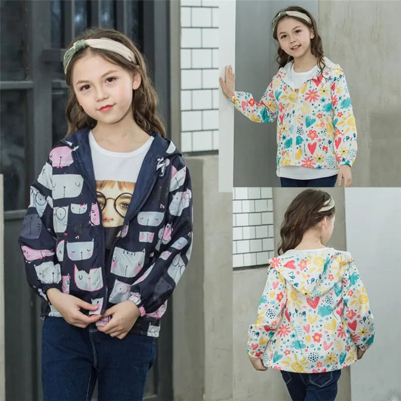 Spring Windbreaker for Girls Boy Dinosaur Childrens' Jacket 2 to 8 Years