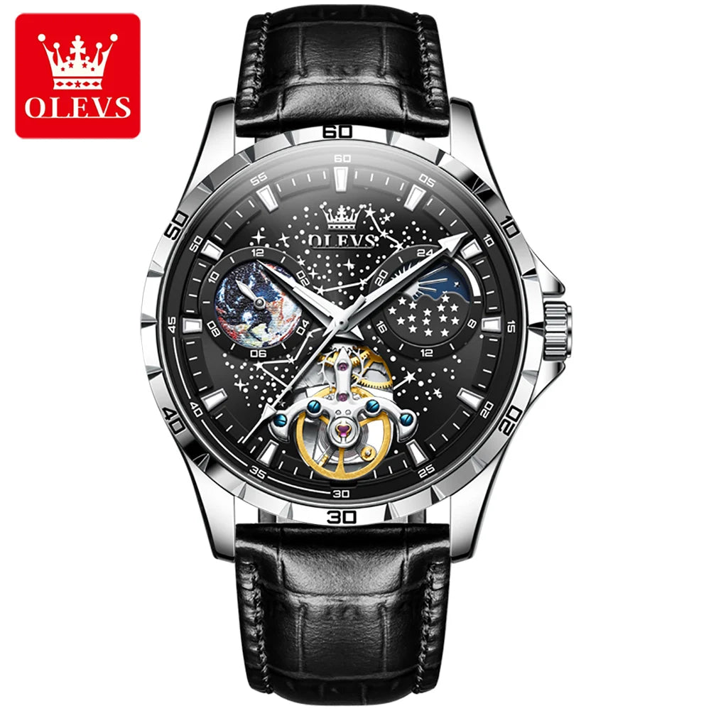 Waterproof Sport Leather Automatic Mens Mechanical Watches for Men