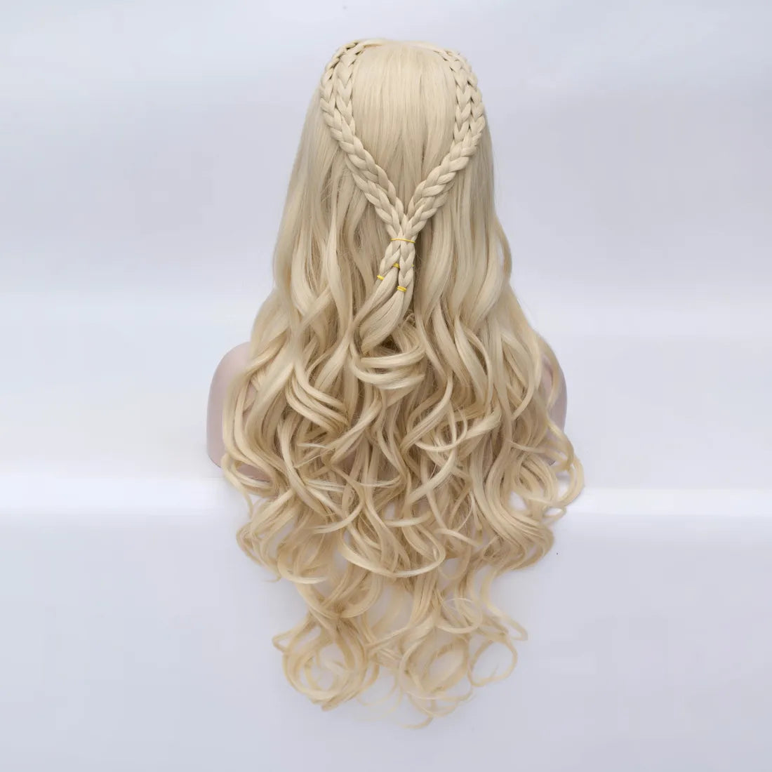 Synthetic Long Silver White Braided Curly Wigs Heat Resistant