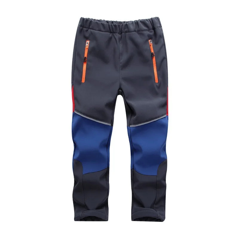 Unisex Fleece Lined Waterproof Hiking Pants School Kids Sporty Climbing Trousers