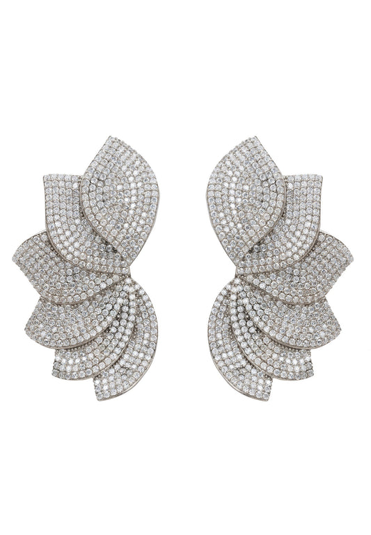 Tropicana Wave Earrings White Silver