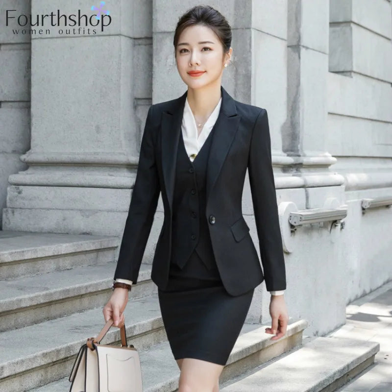 Pant Suits Office Lady Formal Pants Blazer Set Casual Trousers Jacket Suit